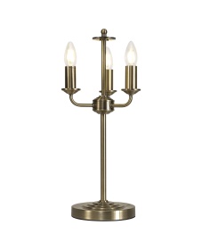 D0691  Banyan Switched Table Lamp 3 Light Antique Brass